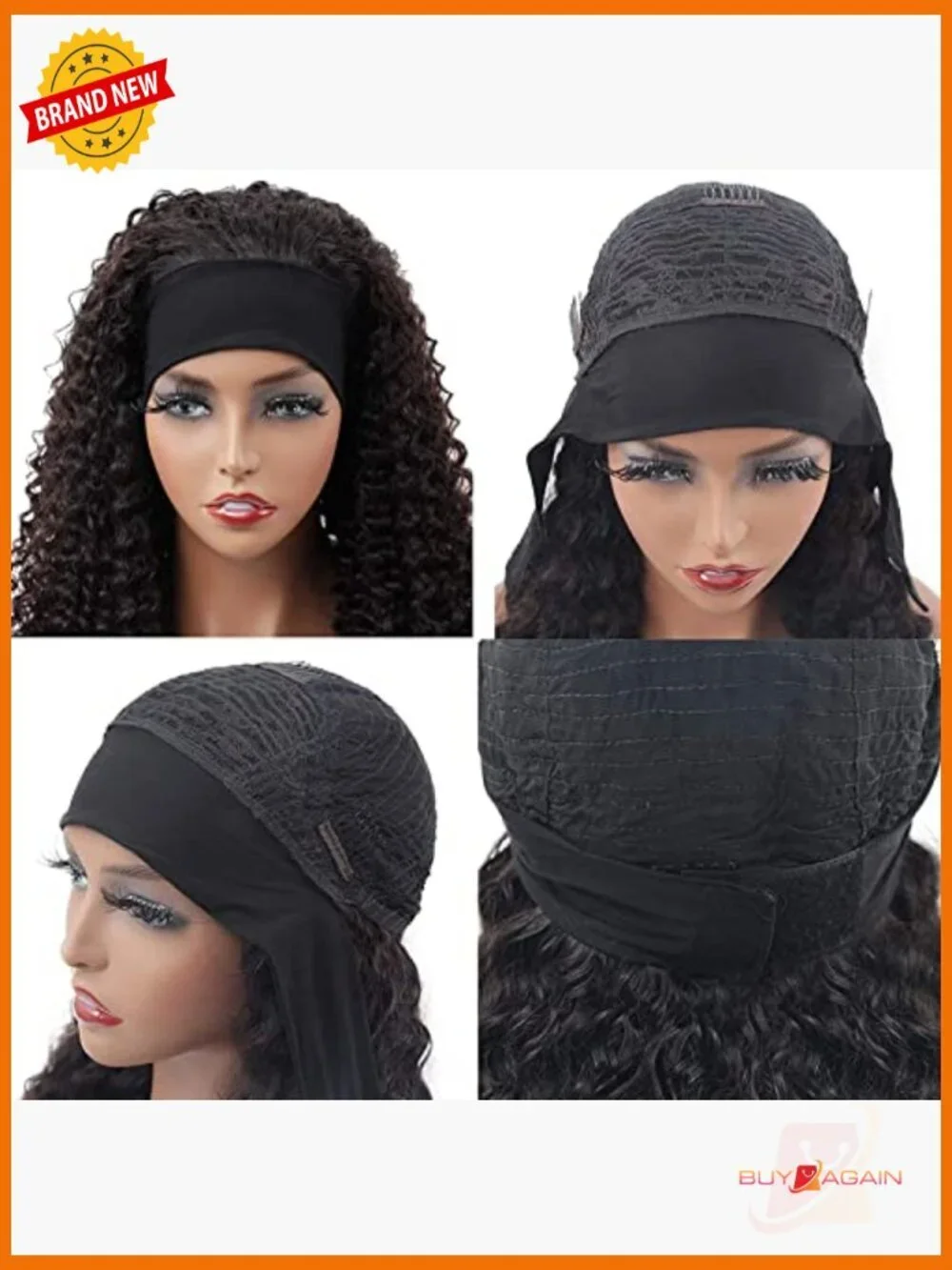 Deep Wave Headband Wig Human Hair 20 Inch Glueless Wear Go 150% Density